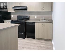 A kitchen with a black stove and black dishwasher.