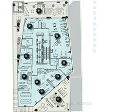 A floor plan of a building with numbered rooms and a realtor logo.