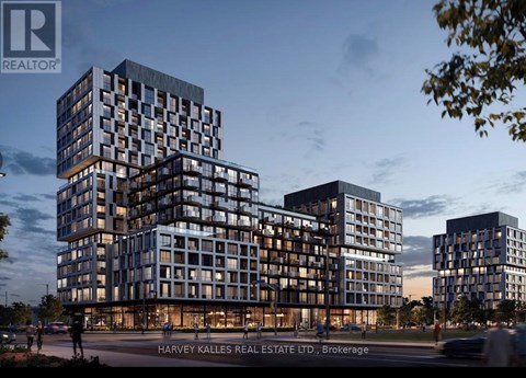 A modern multi-story building complex is being developed by Harvey Kalles Real Estate Ltd.