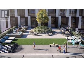 A man is playing chess in a courtyard with a woman and two children watching.