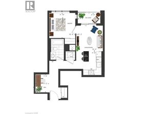 A floor plan of a house with a master suite and a living room.