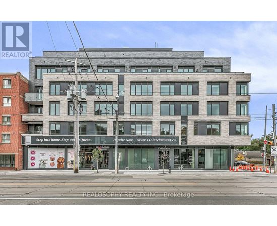 A multi-story building with a sign that reads "Step inside home. Step out Queen."