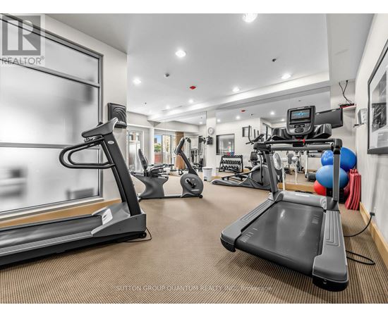 A gym with treadmills and exercise equipment.
