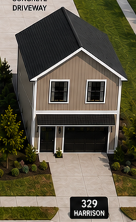 A house with the number 329 on the front yard.