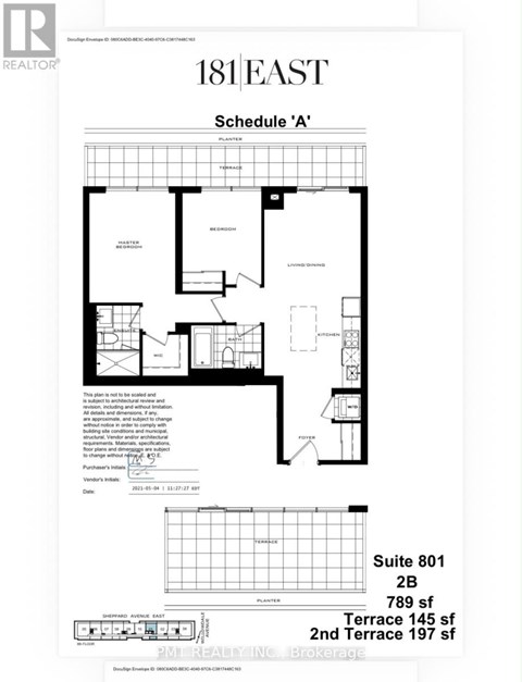 A floor plan for a property at 181 East shows a layout with a garage, living room, dining room, kitchen, and two bathrooms.
