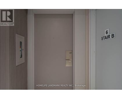 A door with a sign that says 6 stair b on the wall.