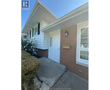 A house with a white door and a brick wall.