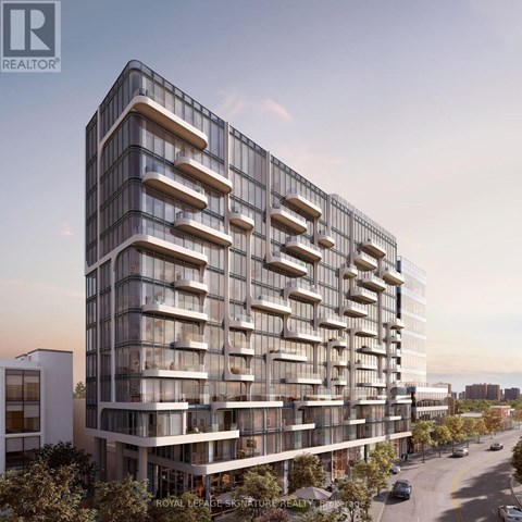 A modern multi-story building with balconies is depicted in the image.