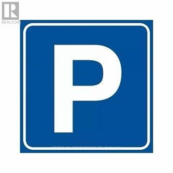 A blue and white parking sign with a white letter P in the middle.