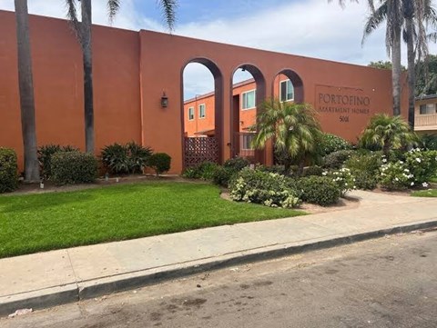 A building with the name "Portofino" on it.