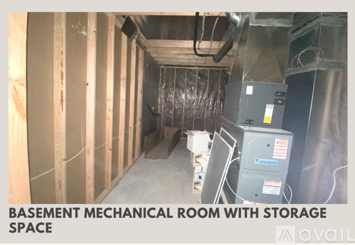A basement mechanical room with storage space is available.