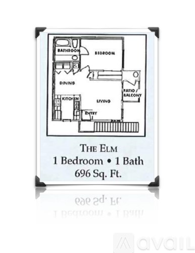 A floor plan for a one bedroom apartment with a bath.