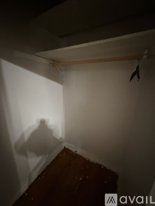 A shadow of a person is cast on a white wall.