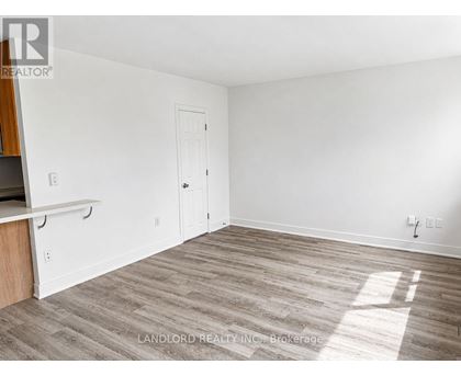A room with a wooden floor and a white door.