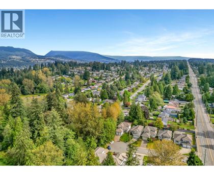 A realtor logo is on a picture of a suburban neighborhood.