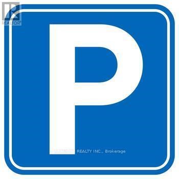 A blue and white parking sign with the letter "P" in the center.