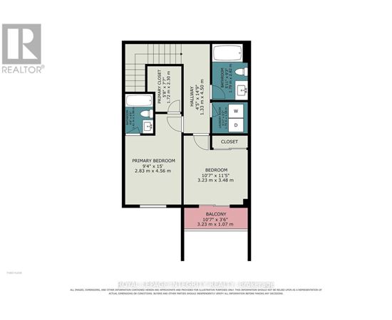 A floor plan for a home with a primary bedroom, balcony, and closet.