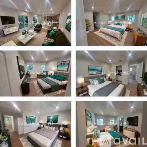 A series of images showcasing different bedroom setups with the text "Virtual Staging" visible on each.