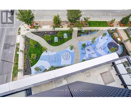 A playground with a blue and white slide.