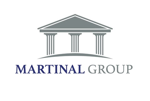 A logo with a building and the words Martinal Group.