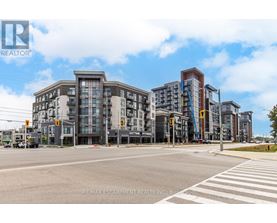 A street view of a city with buildings and a pedestrian crossing.