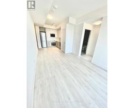 A spacious room with light wood flooring and white walls.