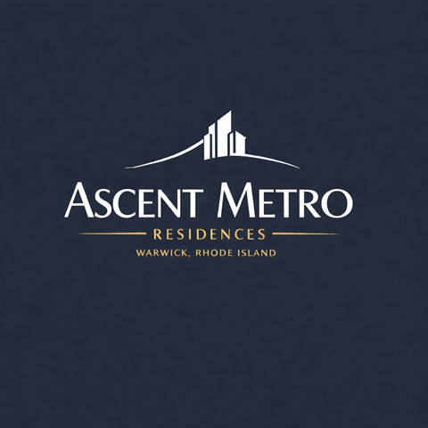 A logo for Ascent Metro Residences in Warwick, Rhode Island.