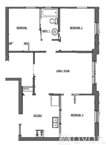 A floor plan of a two bedroom apartment.