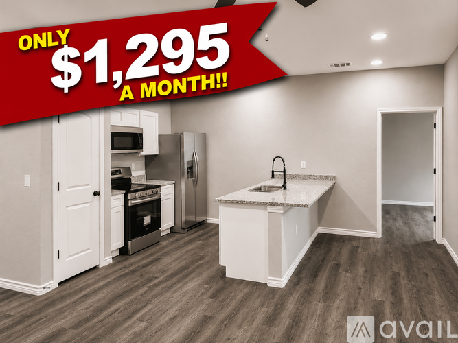 A kitchen with a price tag of $1,295 a month.
