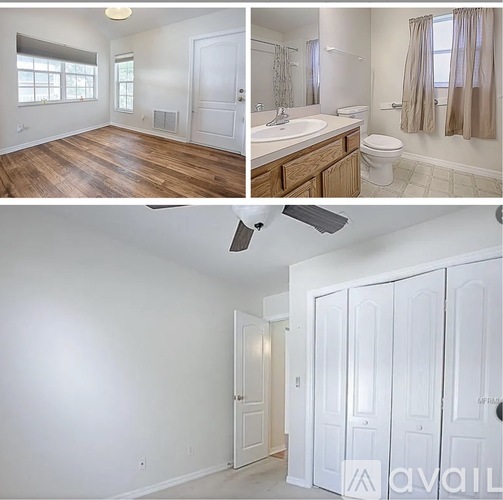 A series of images showing different rooms of a house, including a living room, bathroom, and bedroom.