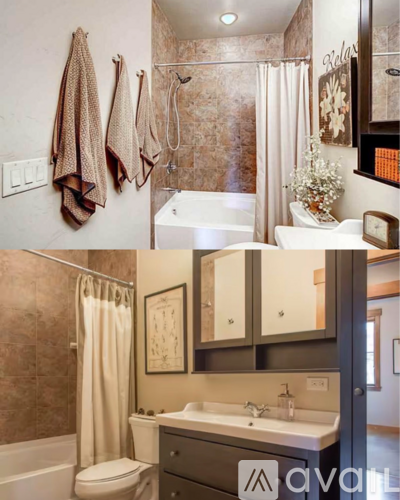 A bathroom with a toilet, sink, and shower.