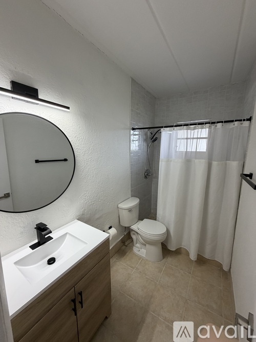 A bathroom with a sink, toilet, and shower curtain.