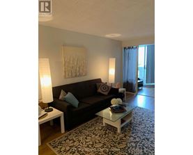 A living room with a couch, two lamps, and a coffee table.