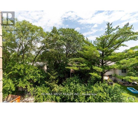 A tree-filled backyard with a house and pool.