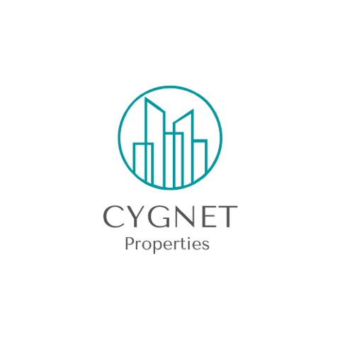 A logo with the text "CYGNET Properties" and a graphic of buildings within a circle.