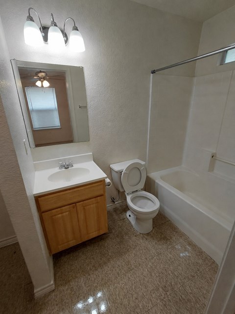 A white toilet sits next to a sink in a bathroom.