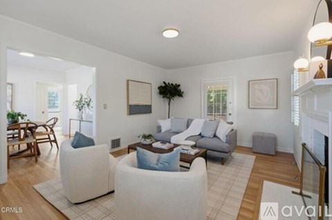A living room with a white sofa and a grey couch.