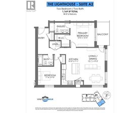 A floor plan for The Lighthouse - Suite A2, a two bedroom, two bathroom apartment.