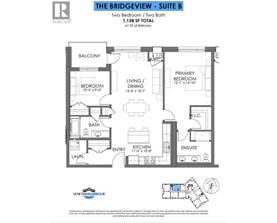 A floor plan for a suite in The Bridgeview, a two bedroom, two bath apartment.