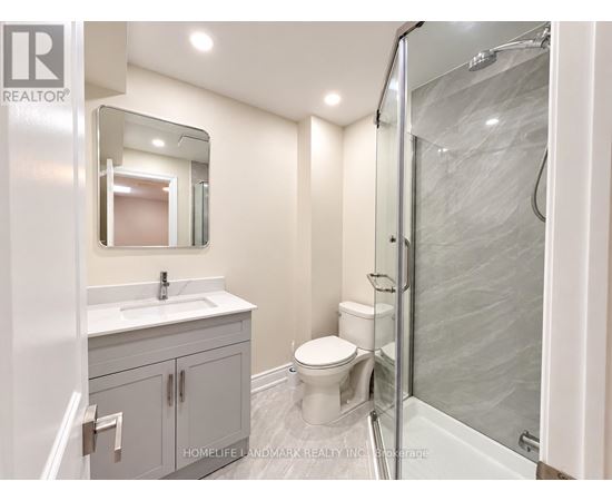 A bathroom with a sink, toilet, and shower.