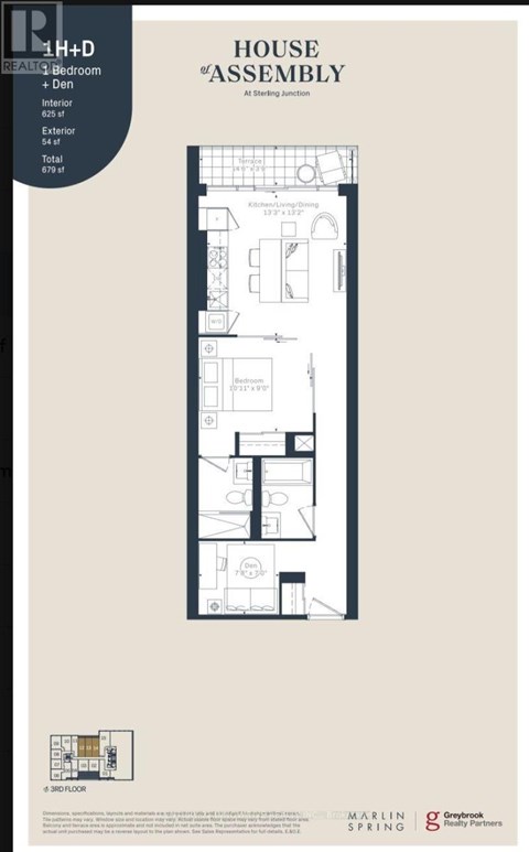 A floor plan for a house with a three-bedroom, 652 square foot interior, 652 square foot exterior, and a total of 1372 square feet.