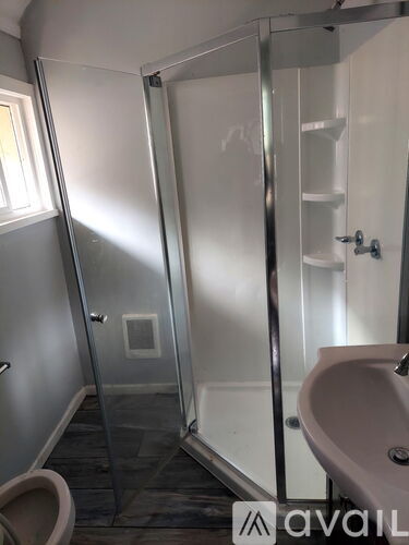 A bathroom with a walk-in shower and a toilet.