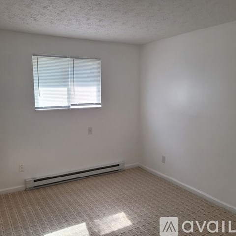 A room with a window and a radiator on the floor.