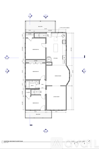 A floor plan of a building with various rooms and measurements.