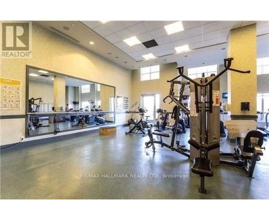 A gym with a variety of equipment including a squat rack.