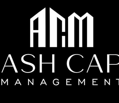 A black and white logo for Ash Cap Management.