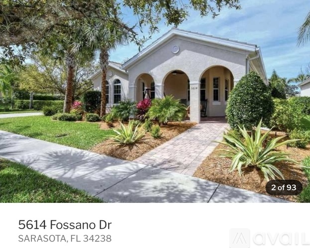A house with the address 5614 Fossano Dr, Sarasota, FL 34238 is displayed.