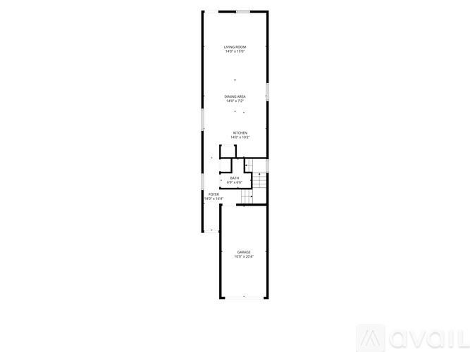 A floor plan of a building with multiple rooms and a garage.