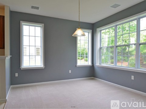 A room with grey walls and a carpeted floor.
