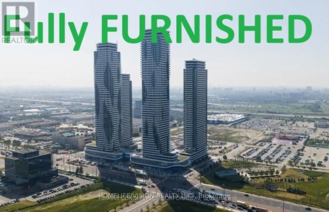 A cityscape with three tall buildings and the words "Fully FURNISHED" in green.